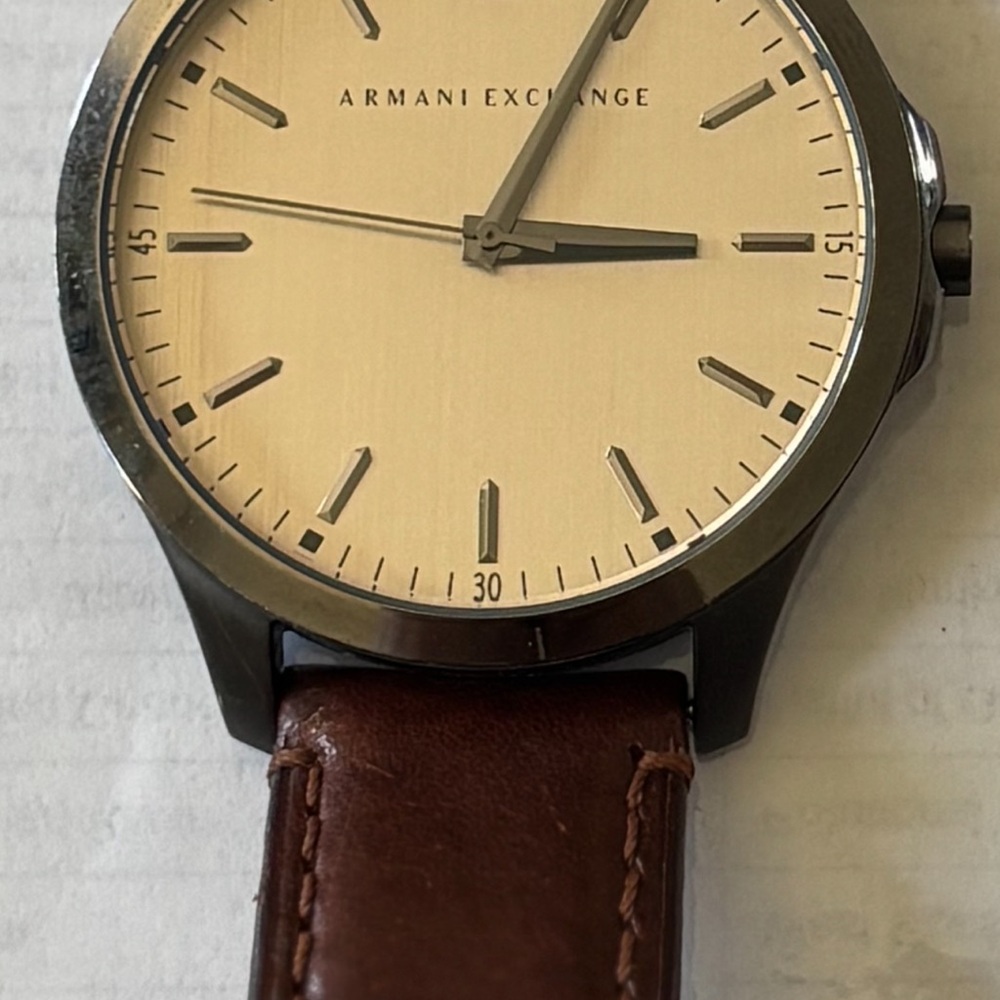 Armani Exchange Stainless Steel Watch with Brown Strap